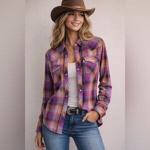 Levi's Women’s Multicolor Plaid Western Button Front Shirt Size L